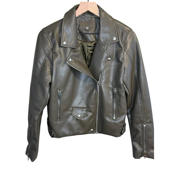 BLANKNYC Women’s Sz M Faux Leather Moto Jacket in Secret Meadow Green - Picture 6 of 11
